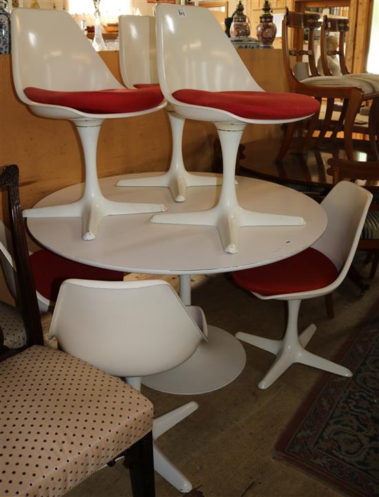 An Arkana tulip table and 6 chairs